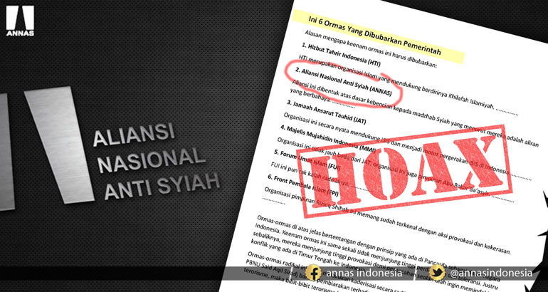 BERITA PEMBUBARAN ANNAS ITU HOAX