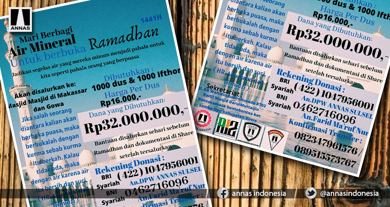 Ramadhan, ANNAS Wilayah Sulsel Ajak Berbagi Air Mineral 