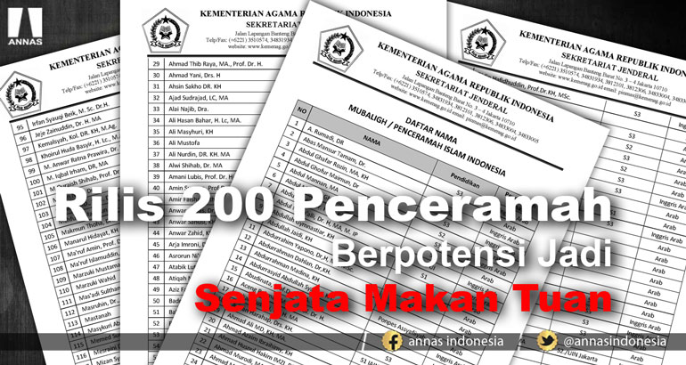 RILIS 200 PENCERAMAH BERPOTENSI JADI SENJATA MAKAN TUAN